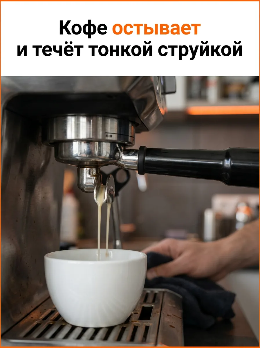Кофе остывает и течёт тонкой струйкой