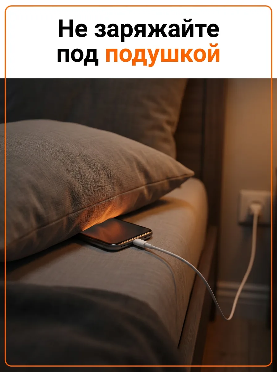Не заряжайте под подушкой