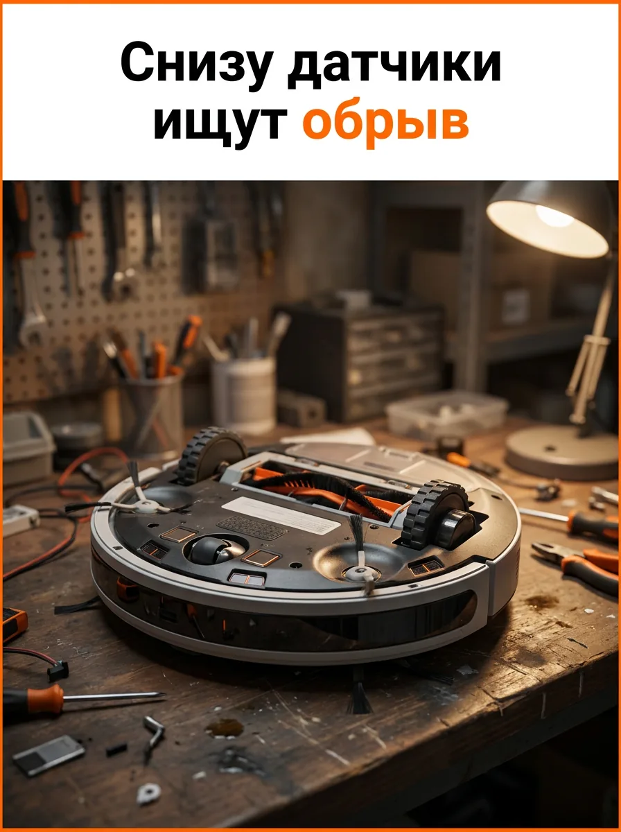 Снизу датчики ищут обрыв
