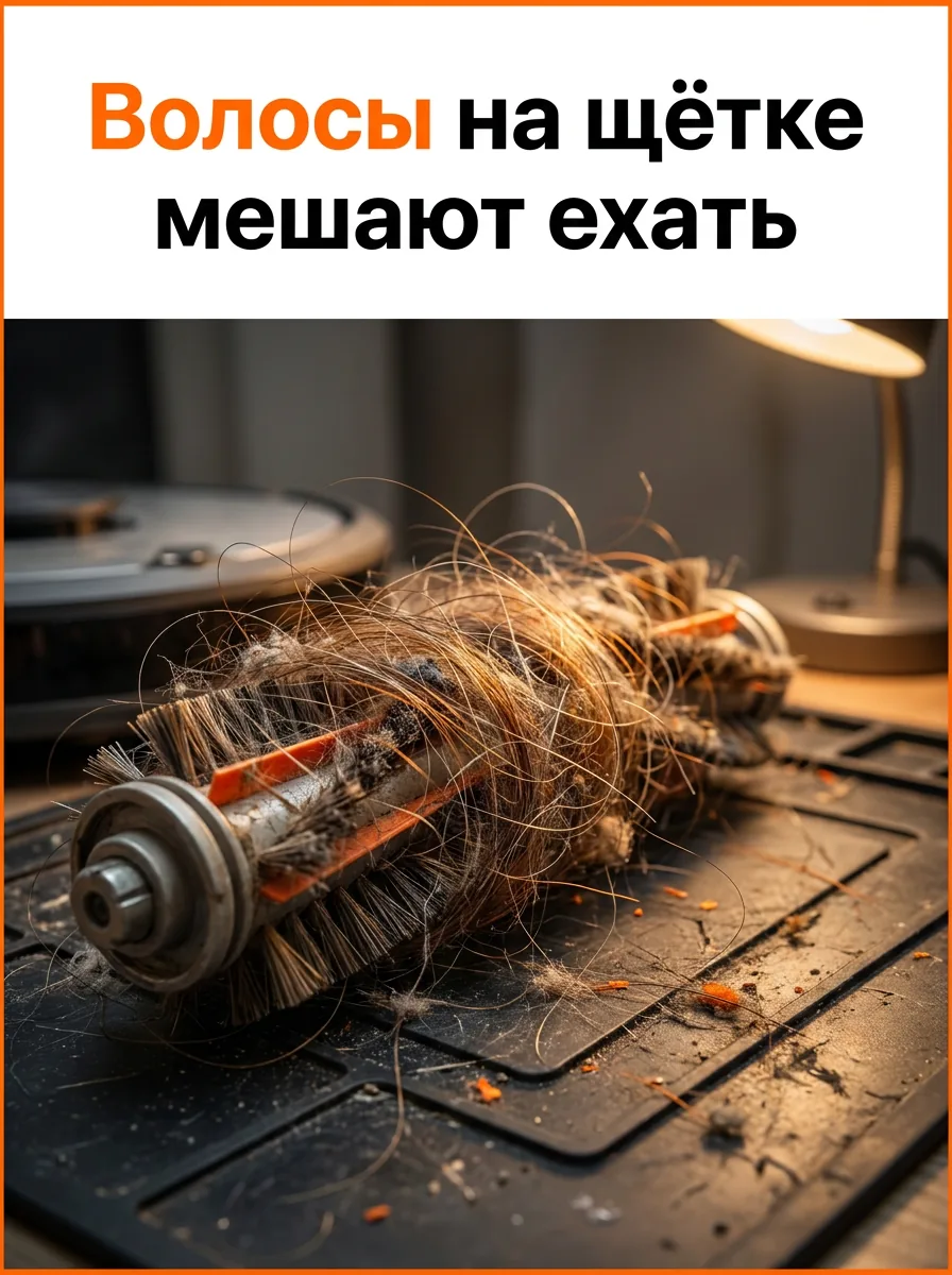 Волосы на щётке мешают ехать