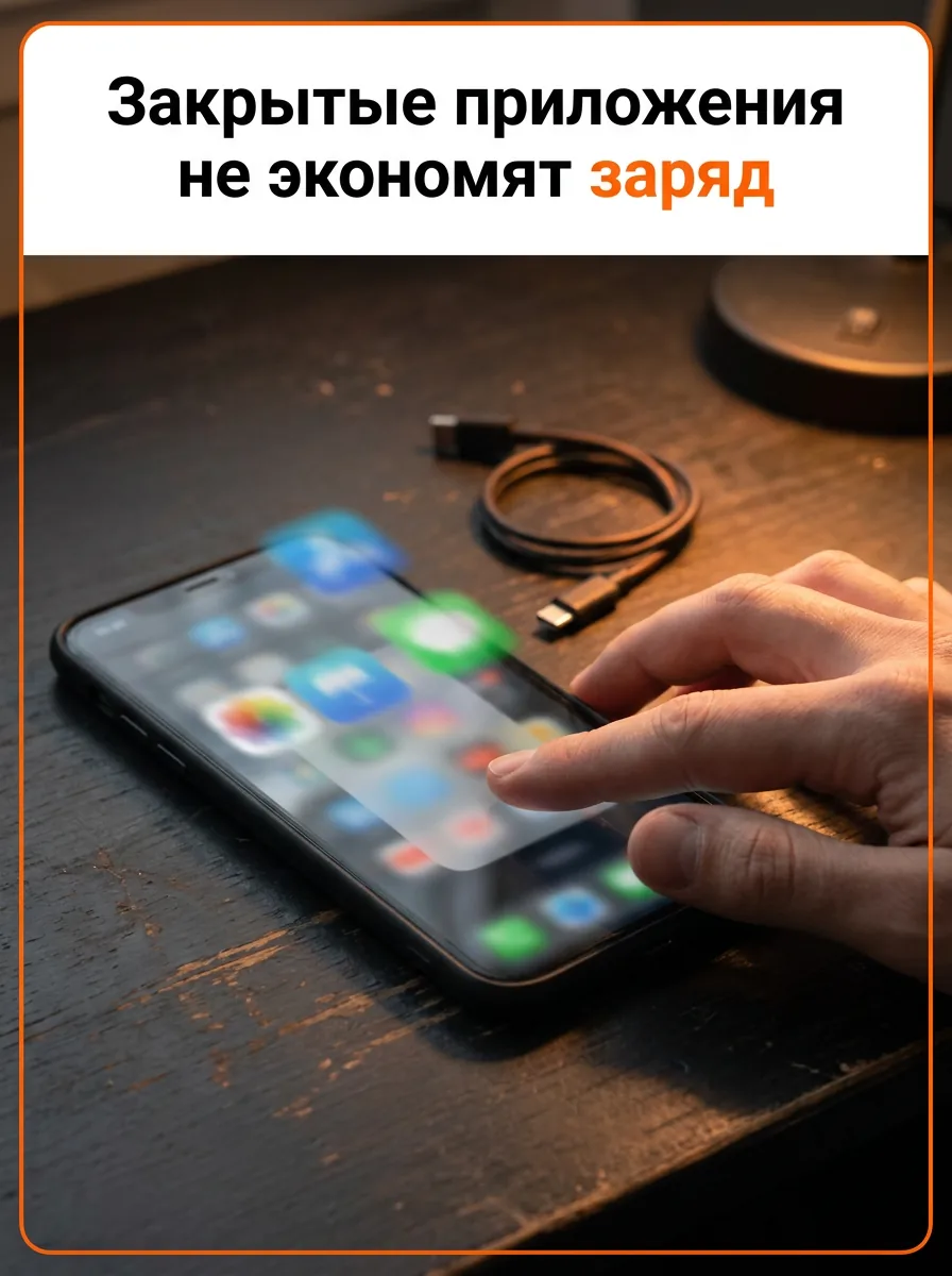 Закрытые приложения не экономят заряд