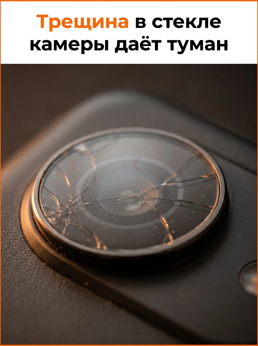 Трещина в стекле камеры даёт туман