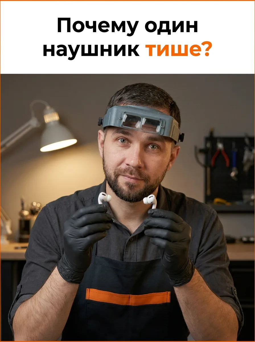 Почему один наушник тише?