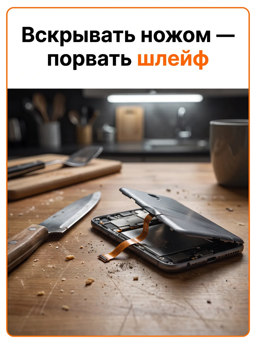 Вскрывать ножом — порвать шлейф