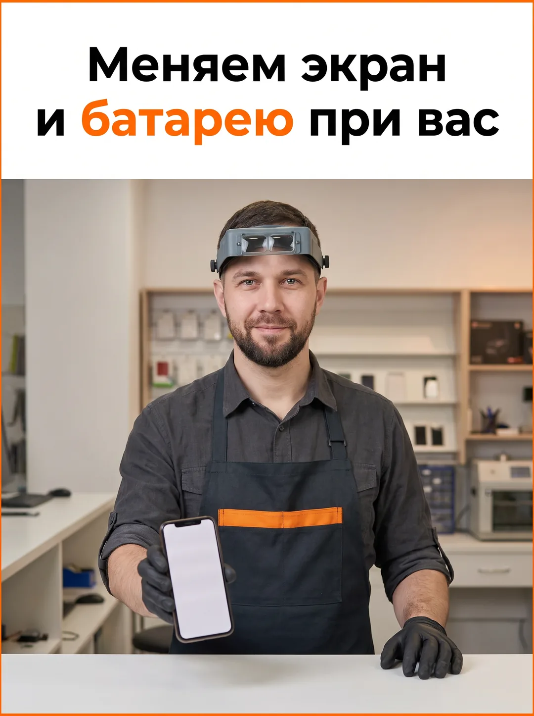 Меняем экран и батарею при вас