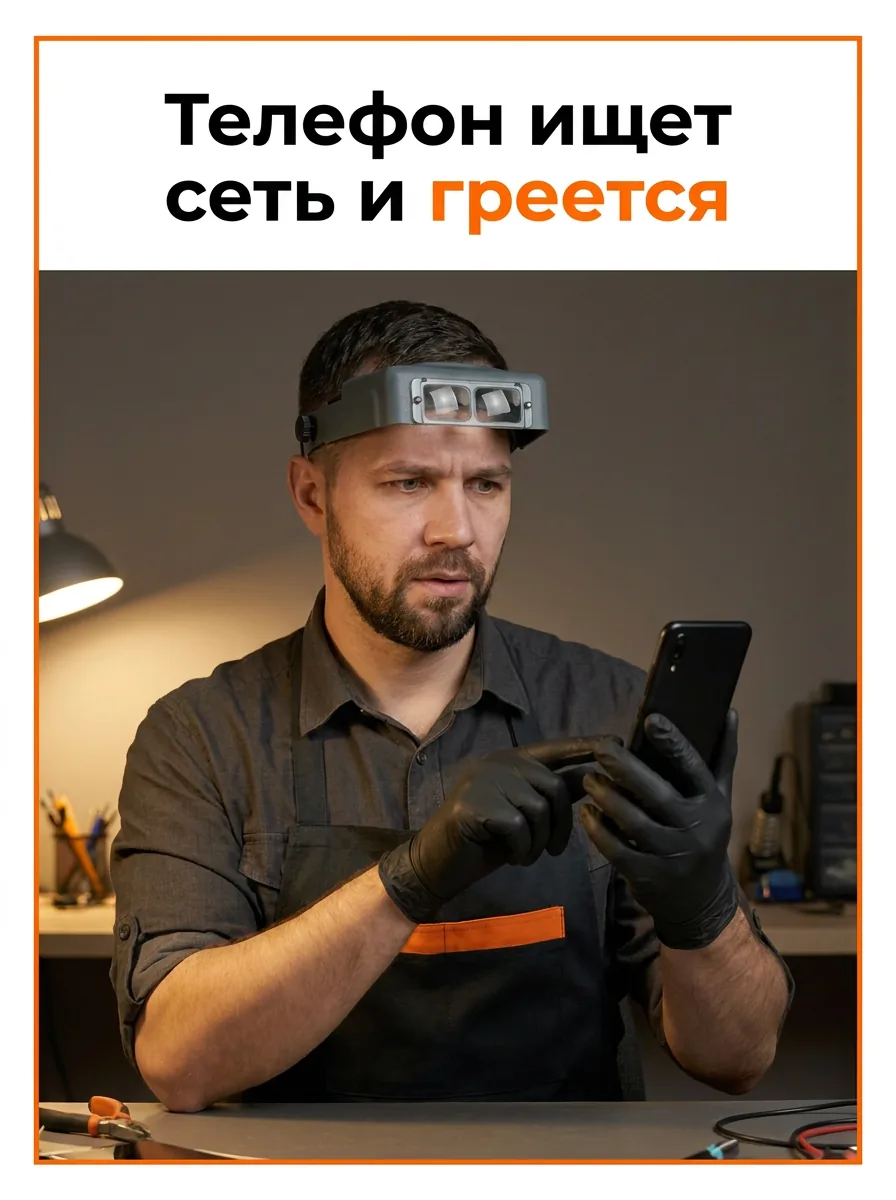 Телефон ищет сеть и греется