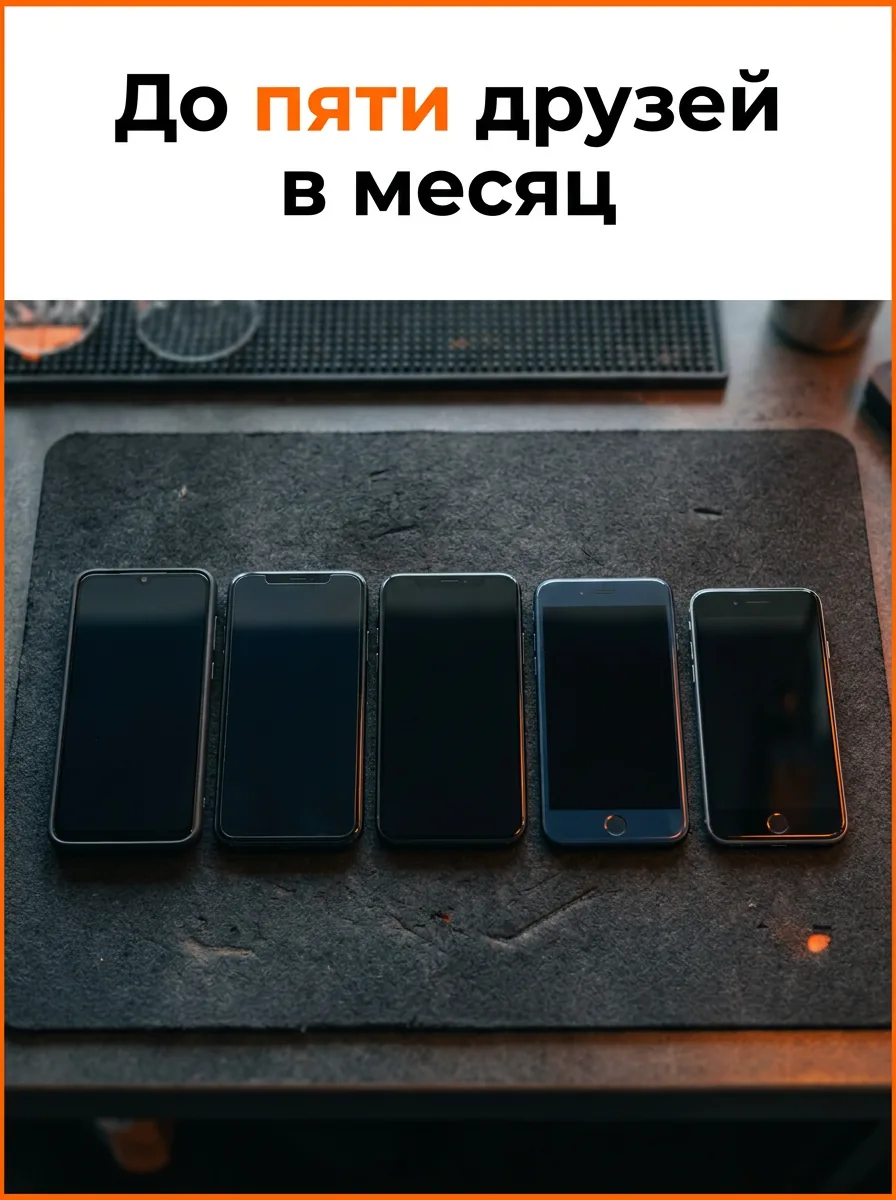 До пяти друзей в месяц