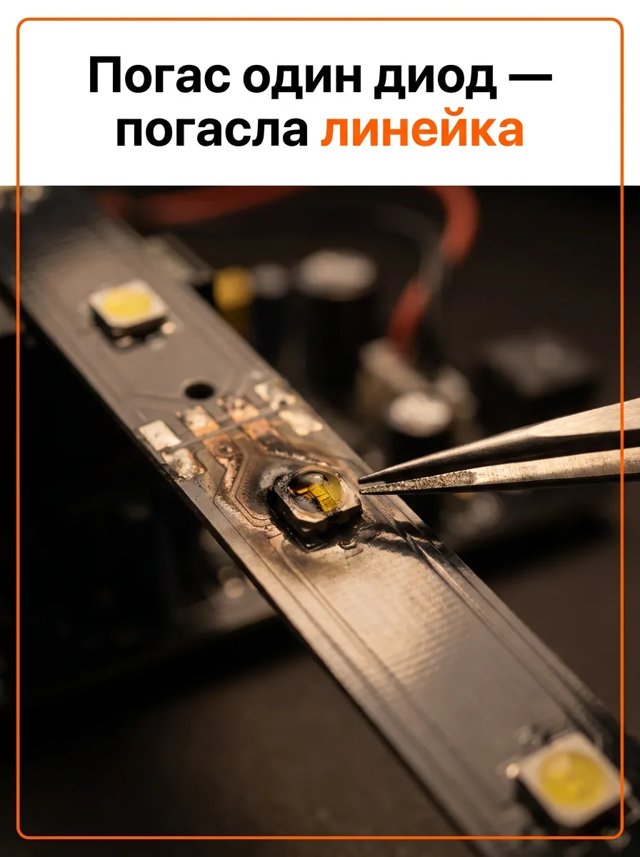 Погас один диод — погасла линейка